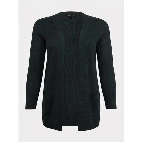 NWT Torrid Green Open Front Cardigan Sweater Top Pockets Plus Size: 5X (28) - Picture 4 of 4